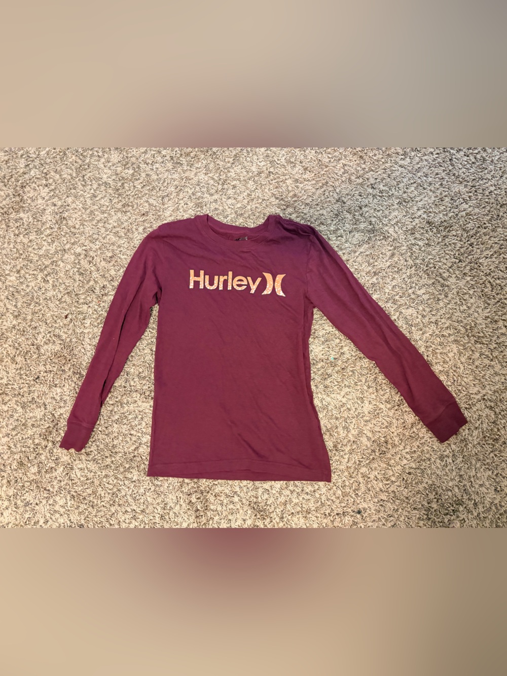 Hurley Maroon Long Sleeve Logo Tee